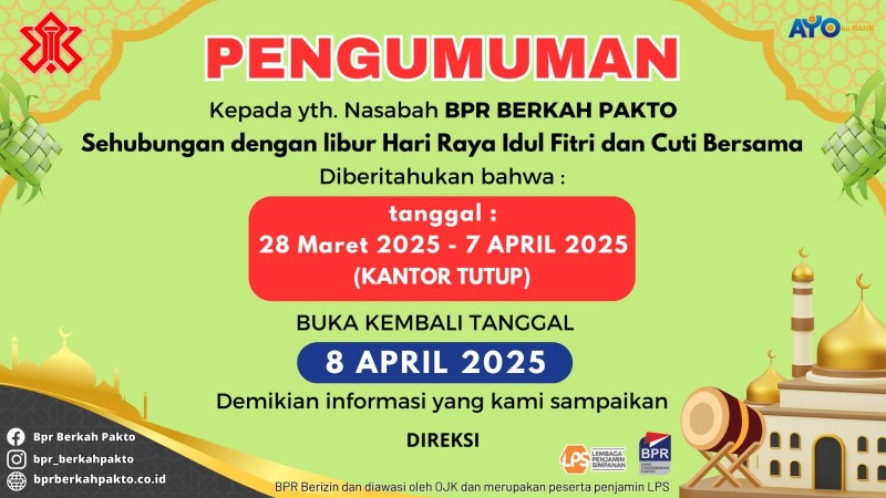 Pengumuman Libur Hari Raya Idul Fitri 1446H