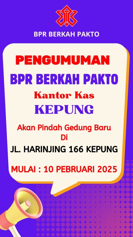 PENGUMUMAN PINDAH KANTOR KAS KEPUNG 